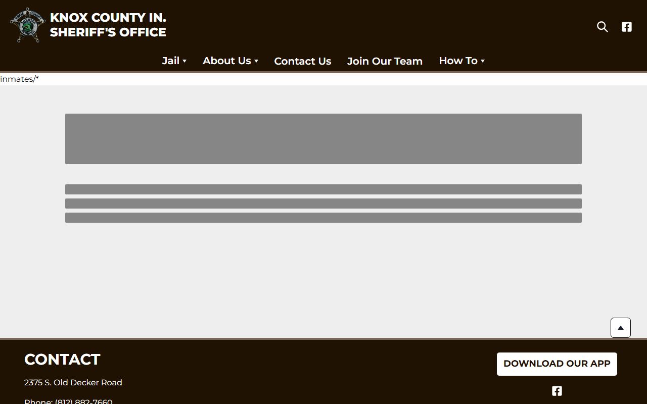 Knox County inmate population roster search page